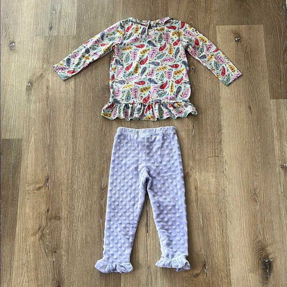 Three Sisters Outfit Set‎ Girls 2T Multi-Color Lavender Ruffle Paisley Minky Dot